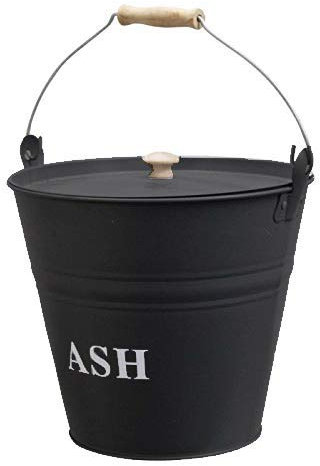 Garden Mile® Kamineimer mit Deckel, moderner grauer Eschenholz-Eimer mit Deckel, Vintage-Stil, Holzscheithalter, Begleiter-Set, Kamin, Holzbrenner, Kohle, Aufbewahrung, tragbarer Metalleimer für