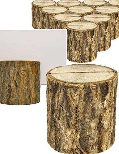 HOMETOOLS Karten-Halter Baum-Stämmchen, Tisch-Aufsteller, echt Holz, 3.5 x 3 cm, 10er Set