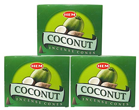 Hem Lot de 3 boîtes de 10 cônes d'encens Coco