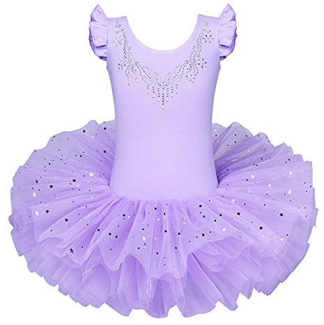 ZNYUNE Mädchen Kinder Ballett Tanz Kleid Klassik Ballettanzug 184 Purple L