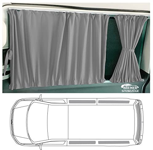 BREMER SITZBEZÜGE Maß Gardinen Vorhänge Sonnenschutz kompatibel mit Mercedes Vito Viano W639 (mittlerer) Langer Radstand 2003-2014 in Grau Camping Zubehör Wohnmobil Zubehör Camper Gardinen Set 703