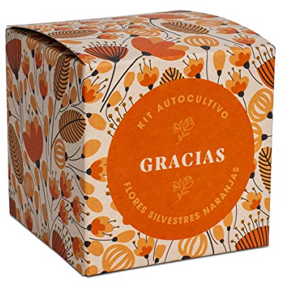 Díselo con Flores – Gracias | Kit Autocultivo de Flores Silvestres Naranjas | Regalo Original, Artesano y Emocional | Caléndula, Pimpinela Escarlata y Clavel Moro | Resetea