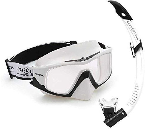 Aqualung Aquasphere Unisex Versa Maske & Schnorchel-Set, Türkis & Weiß klare Gläser, groß