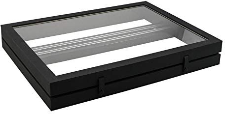 SAFE Professionelle Vitrine mit Doppel Magnetleiste Messer bis 29 cm | Scheibe aus Glas | Mattschwarz staubdicht | für Ihre Messersammlung | 40x 30x 5,5 cm | Lichte Innenhöhe 43 mm