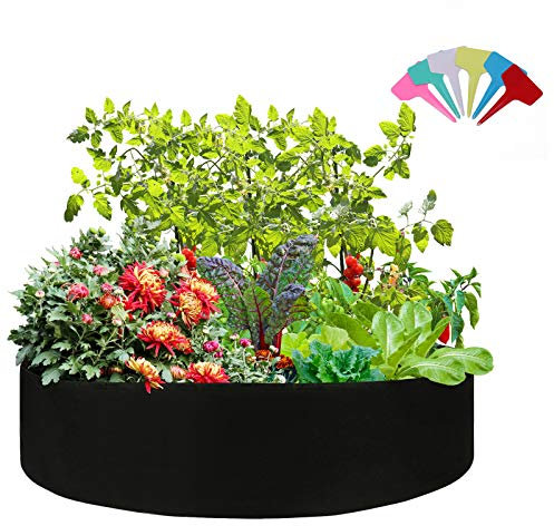 DNIEBW Fabric Raised Garden Bed, 100 Gallon Plant Grow Bags with 6 Tags, Large Round Garden Beds Planters Non-Woven Fabric Planter Pots to Grow Vegetables for Outdoor Plants