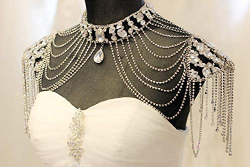 ZHONGJIUYUAN 1 catena per il corpo gioielli da sposa vintage accessori da sposa, catena da spalla grande collana di cristallo tracolla multifila catena per spalla corpo