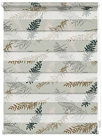 Lichtblick Doppelrollo Klemmfix ohne Bohren mit Motiv, Fir Branches - Blau, Blickdicht, Made in Germany, Klemmträger, Julia Schumacher 60 cm x 150 cm (B x L)