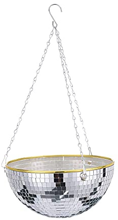 WIVAYE Mirror Ball Hanging Planter for Indoor Plants, 10inch Hanging Disco Ball Planter Pot with Ceiling Hook, Modern Window Plants Basket for Indoor Ceiling Wall Decoration