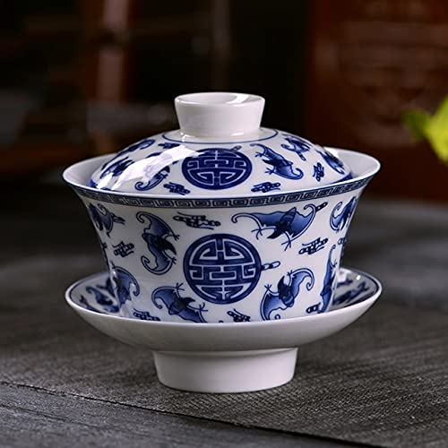 DUNGS Cuenco de té de Porcelana Azul y Blanca de cerámica Jingdezhen de 220 ml, Taza de té de Flores maestras, té Vintage, sopera de decoración, Manualidades