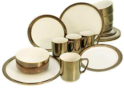 CreaTable, 23589, Serie MODERN INDUSTRIAL, weiß, 16-teiliges Geschirrset für 4 Personen, Kombiservice aus Steinzeug, spülmaschinen- und mikrowellengeeignet, Qualitätsproduktion