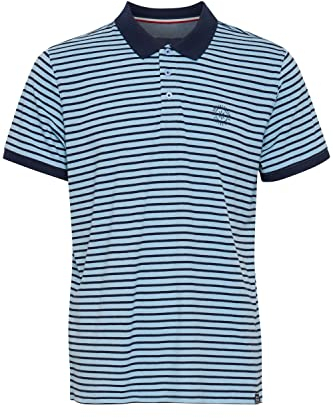 FQ1924 FQCorin Herren Poloshirt Polohemd T-Shirt gestreift mit Knopfleiste, Größe:3XL, Farbe:Powder Blue (144214)