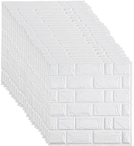 25 Piezas Papel pintado 3D con diseño de ladrillos blancos en 3D, autoadhesivo, extraíble, impermeable, espuma de polietileno, ara dormitorio, salón, cocina,