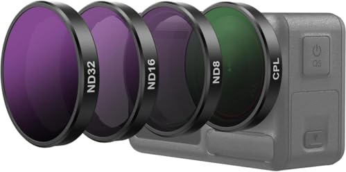 TELESIN Kamera Lens Filter Set für DJI Osmo Action 5 Pro Action 4 Action 3, 4er-Pack CPL ND32 ND16 ND8 Polarisierende Neutral Density HD Objektivfilter Schutzhülle für DJI Action Zubehör | Polarisierende Neutral Density, mit HD Objektivfilter Schutzhülle, DJI Osmo Action 5 Pro 4 3 Zubehör