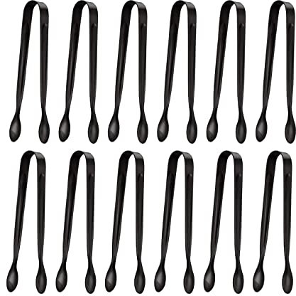 12-Pack kleine Eiszange Zuckerzange, Edelstahl Mini Serving Vorspeisen Zangen für Party Kaffee Tee Wein Bar Küche