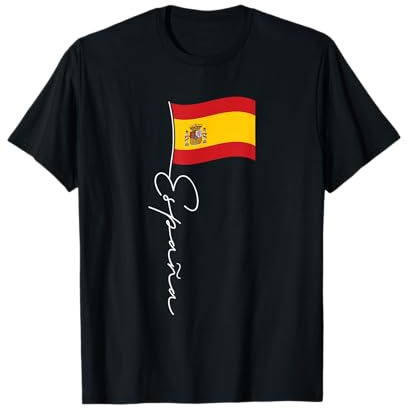 Bandera de España con mástil blanco – Bandera patriótica española Camiseta