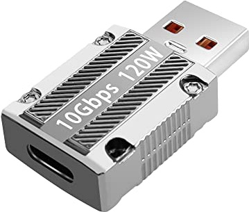 GELRHONR USB C A USB Adaptador, USB 3,0 A Macho A USB C Hembra Conector Soporte 120W Carga Super Rápida 10Gbps Sincronización de Datos, Aleación de Zinc Tipo C Convertidor