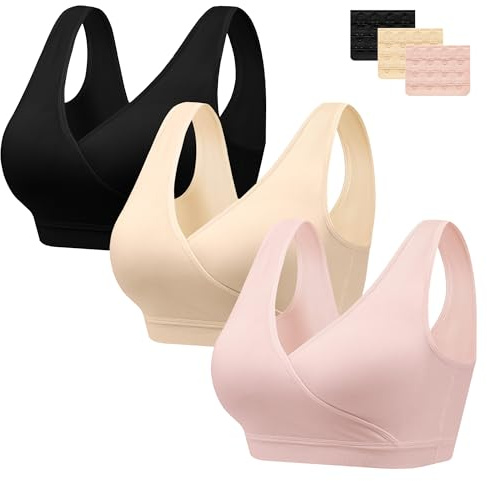 3PCS Soutien-Gorge d'allaitement Soutien Gorge Maternité,Bra de Grossesse Postnatal Prénatale sans Armature