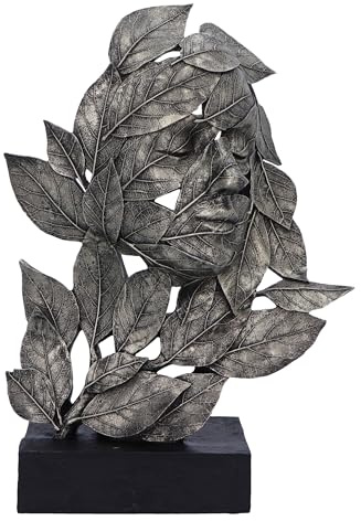 Nemesis Now Natural Emotion - Peace 32cm, Resin, Silver, Face in Leaves Nature Sculpture, Birthday, Ideal For Nature & Art Lovers, Cast in the Finest Resin, Expertly Hand-Painted