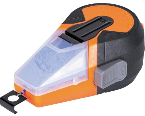 KLEIN TOOLS CHLK50B Chalk Line, 50-Foot Auto Retractable Reel with High Visibility Blue Chalk, Mess-Free Storage and Easy Tension Control