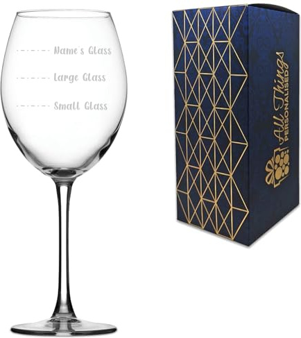 Personalised Engraved Enoteca Wine Glass with Name's Glass Handwritten Measurements Design, Customise with Any Name for Any Occasion, Laser Engraved, Gift Box Included