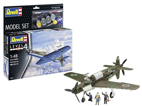 Revell Modellbau, Model Set Do335 Pfeil, Bausatz, Maßstab 1:72, 110 Teile, Bastelset ab 12 Jahren, Detailgetreues Modell, Kampfflugzeug, Authentische Nachbildung