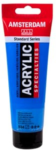 Amsterdam Standard Series Acrylic Paint Metallic Blue 834, 120 ml, halbtransparent, exzellente Lichtechtheit, mittlere Viskosität, glattes Satin-Finish, 100% Acrylharz