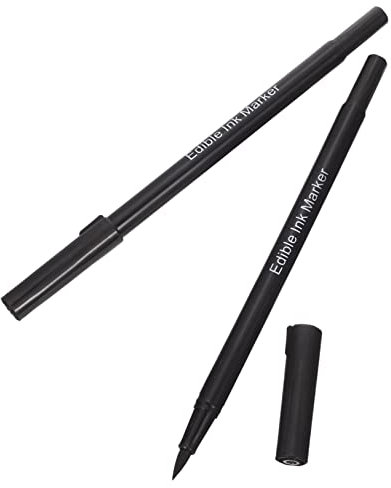 WATIIFUFU Edible Baking Pens Dual Tip Marker Pen 0.7mm for Cake Sugarcraft Chocolate Drawing 2pcs Black