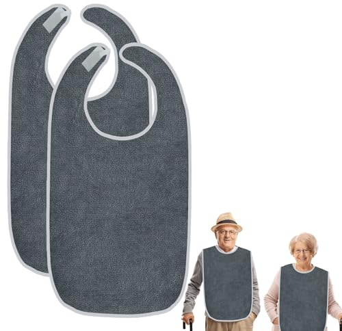 Anrbb Lot de 2 Bavoirs pour Personnes âgées, Lavables pour Adultes, 75 x 45 cm, Taille Plus Bavoirs, Réutilisable pour Adultes âgés et Personnes Handicapées et Patients