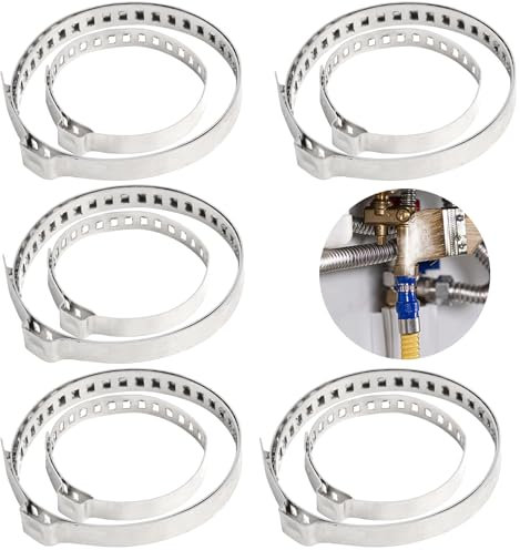 Batheidon Lot de 10 Colliers de Serrage pour Soufflet de Cardan, 5 Petits et 5 Grands, en Acier Inoxydable, Réglables, Universels, pour la Plupart des Véhicules