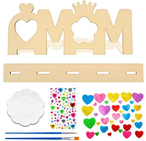 MOAZIFI 8-Stück Muttertaggeschenk Set, Bilderrahmen Basteln Muttertagsgeschenk, Bilderrahmen Zum Bemalen Mama Geschenk Muttertag, Handgefertigte Holzhalterung Dienen Als Muttertagsgeschenk Für Mama