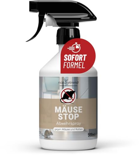naturetrend Mäuse Stop Spray 500ml - Rattenabwehr & Mäuseabwehr Spray mit Pfefferminzöl I Abwehrmittel zum Mäuse vertreiben im Garten & Haus I Mäuseschreck hält Ratten, Mäuse & Nagetiere fern