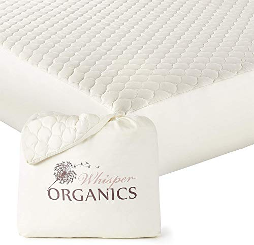 Whisper Organics 100% Bio-Baumwolle, gesteppter Matratzenschoner, atmungsaktive Matratzenauflage, 40 cm hoch GOTS Zertifiziert, Matratzenbezug 180x200 cm Elfenbein
