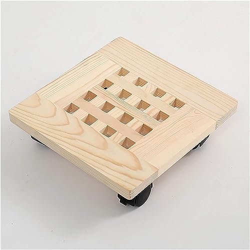 SRFTT Carrello per Piante Quadrato con Ruote girevoli, Carrello in Legno per Esterni e Interni, Supporto per Grandi vasi da Fiori da Giardino su Ruote, Resistente.