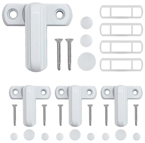 Pence & Moon Collective 4 Pcs Sash Jammers, Heavy-Duty Window & Door Security Lock Suitable for PVC/uPVC Home Security (White)