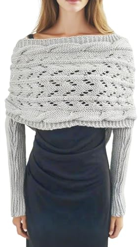 Schal mit Ärmeln Damen, Halstuch mit Armeln, Schals und Wraps mit Ärmeln, Ärmelschal Umhang, Weiche Strickschal, Sweater Scarf, Winter Wickelpullover, Schals und Tücher Pashmina für Herbst Winter