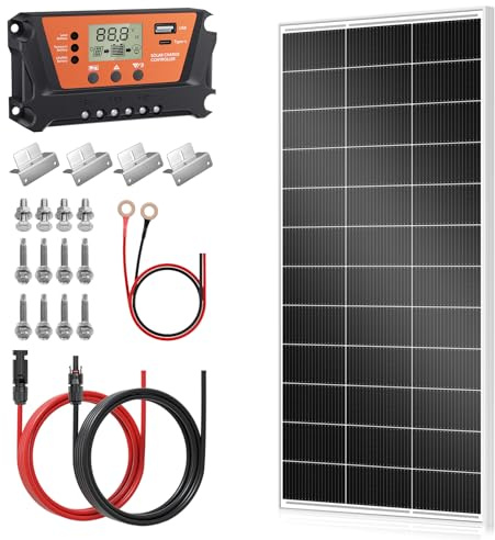 Rvpozwer Panneau solaire pour batteries 12 V, panneaux solaires monocristallins de type N, panneau solaire 18BB pour caravane, camping, balcon, abris de jardin (200w kit white)