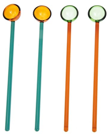 ULTECHNOVO 4piezas Cucharas de Vidrio Coloreado Cucharas Soperas para Postre y Cena Cucharadas de Vidrio para Café y Stirring