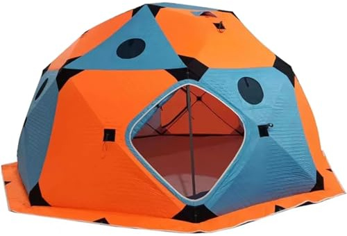RRYPBOVG fisketält isolerat isfiskeskydd, campingtält för vintern, 8-10 personer (blå orange)
