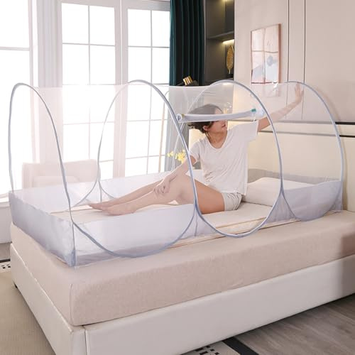Porgeel Zanzariera per Letto 75x35x35 Pollici Tenda Pop-up Pieghevole e Traspirante con zanzariera con Porta con Cerniera Tenda a Rete in Poliestere per Tutto Il Corpo per Camera da Campeggio