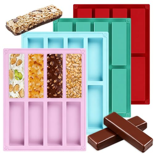 Müsliriegel Backform Silikon, 8 Mulden Schokoladenform Riegel Formen, Müsliriegel form Silikonform für Zur Herstellung von Schokoriegeln Muffins Brownies und Käsekuchen