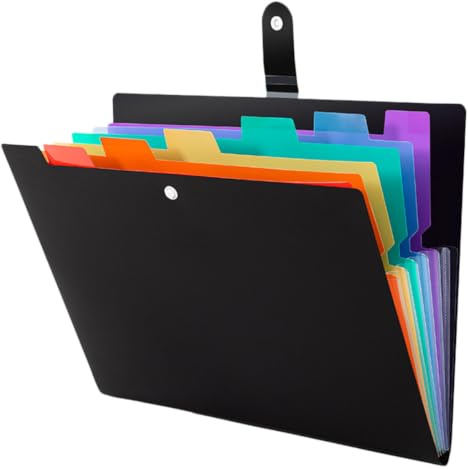 Classeur à Plusieurs Poches A4 en PP Noir pour Dossiers | Léger et Portable, pour Fichiers et Cartes de Visite, Usage Travail, Rangement des Tickets
