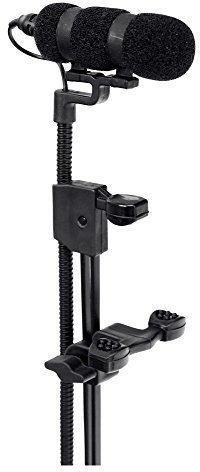 Pronomic Set MCM-100G Micrófono de Clip con Soporte, Condensador, Cuello de Cisne, para Guitarra, bajo acústico, Ukelele, Phantom, Adaptador XLR y Estuche, Color Negro.