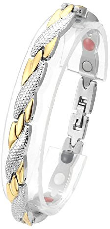 Jovivi Damen Magnetarmband Edelstahl Magnetische X-Form Armreif 4-in-1 Magnete Armband Schlangenmuster Design Silber-Gold