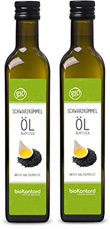 bioKontor – BIO Schwarzkümmelöl kaltgepresst 1L (2x500ml) – gefiltert | ägyptisches Schwarzkümmel Öl nativ – Nigella Sativa – deutsche Abfüllung – Black Seed Oil für Salate & tägliche Anwendung