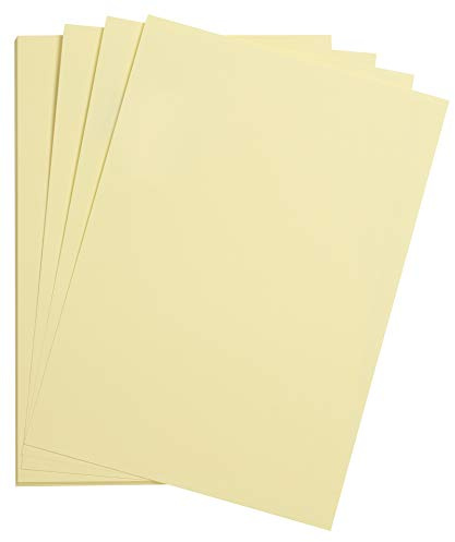 Clairefontaine - Ref 975367C - Maya Smooth Coloured Drawing Card (Pack of 25 Sheets) - 185gsm - A3 (42 x 29.7cm) - Straw Yellow Colour - Deep Dyed, Acid Free, pH Neutral