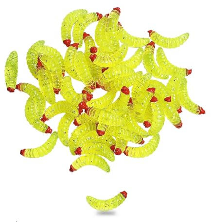 Silikon Soft Maden Wurm Soft Artificial Bread Wurm Angelköder künstliche Brotwürmer Angelköder (Yellow(50pcs))