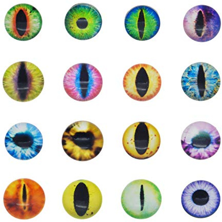 Julie Wang 50PCS 30MM Dragon Cat Eye Flatback Glass Cabochon for Crafts Animal Eyes Jewelry Making Supplies
