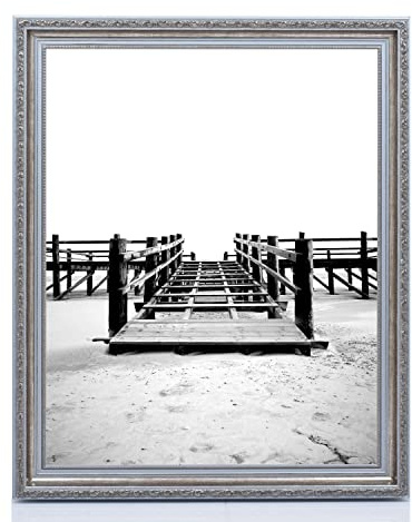 Bilderrahmen Fotorahmen 40x60 cm Silber bilderrahmen zum aufhängen Holz Picture Frames Farbe und 40 verschiedene Größen wählbar ohne Passepartout Rahmen Athen