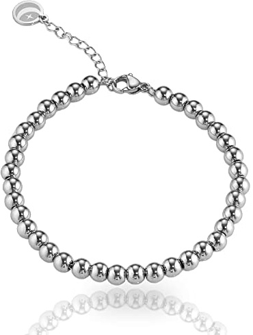 inSCINTILLE Bracciale a Palline Luna in Acciaio Inossidabile (Argento, 0.30)