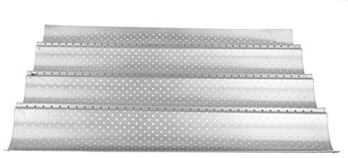 Moule à baguette perforé antiadhésif, moule à baguette en acier inoxydable multi-rainures moule à pain four grille-pain outil de cuisine(4 emplacements)